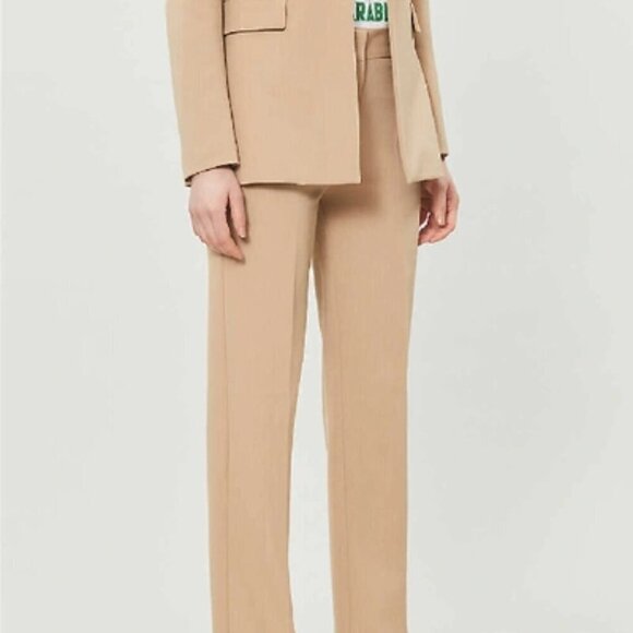 New MAJE Pielsa Mid-Rise Stretch-Woven Beige Trousers Pants NWT Size 8 US/40 FR - Picture 3 of 14